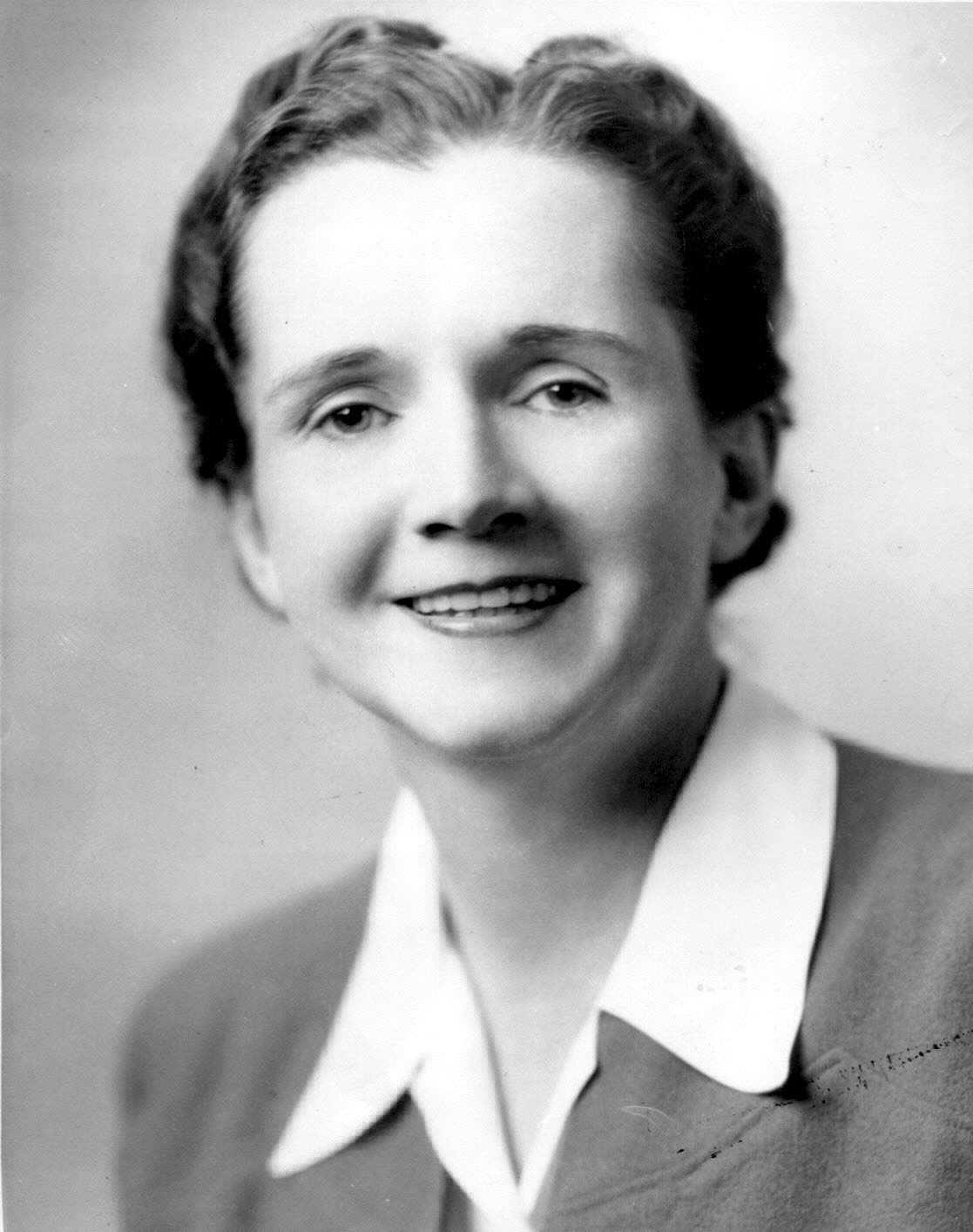 Black-and-white official portrait of Rachel Carson