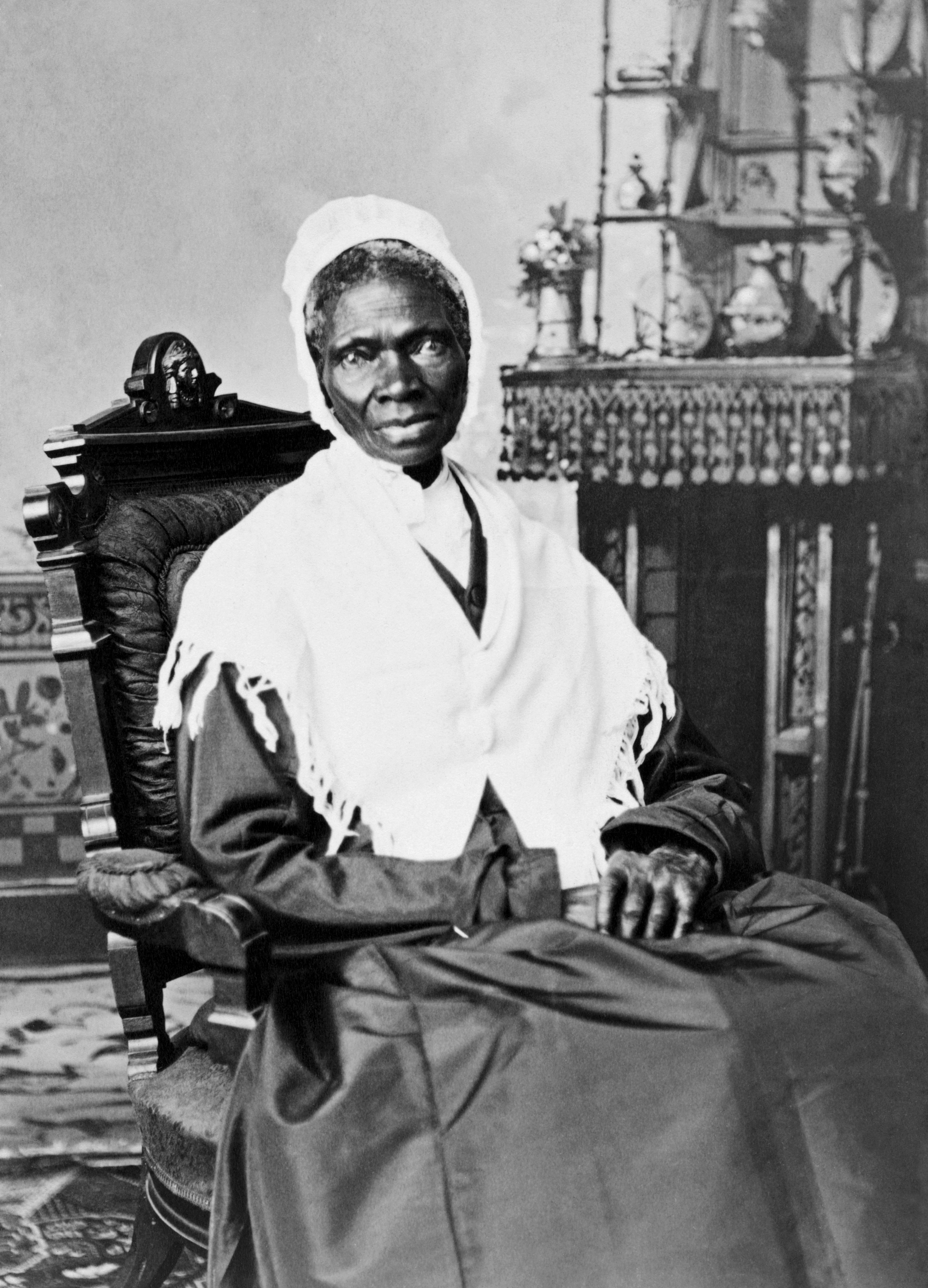 Seated portrait of Sojourner Truth around 1870